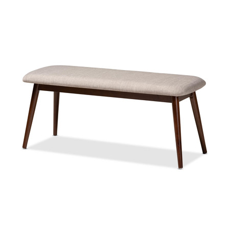 BAXTON STUDIO Flora Light Grey Upholstered Walnut Finished Wood Dining Bench 157-9550